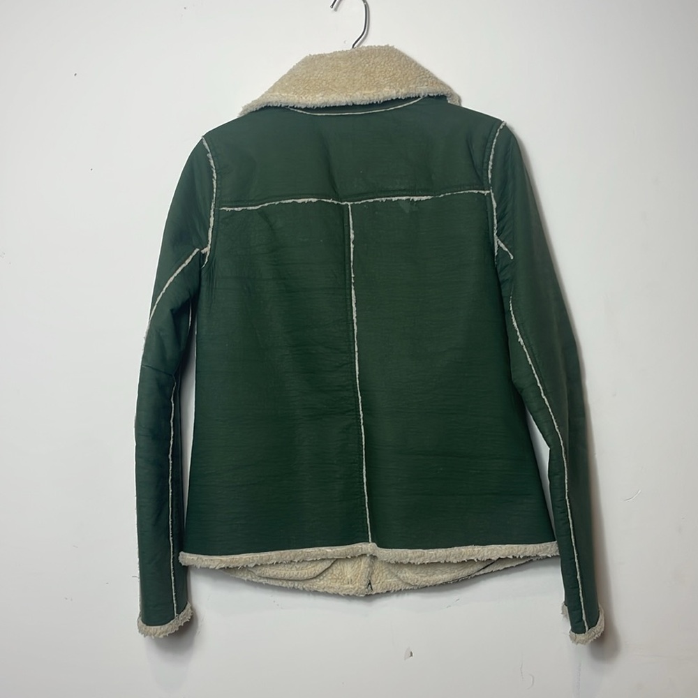 REBECCA MINKOFF Quinn Green Faux Shearling Moto Bomber Jacket NWOT - Picture 6 of 10